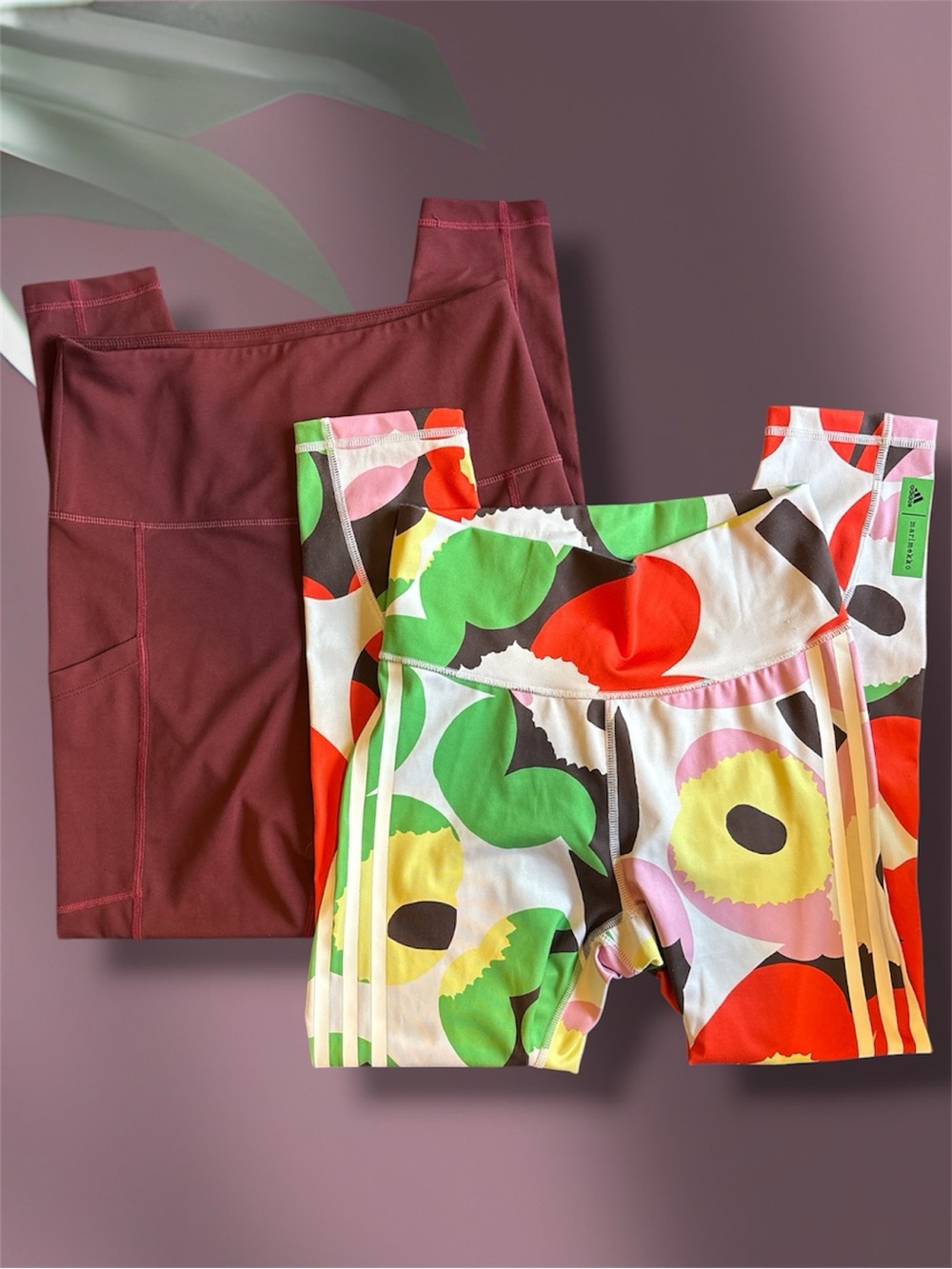 Bundle 2 Womens Leggings Adidas x Marimekko Floral + Love Her Pocket Size M